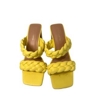 BCBG Generation Lemon Yellow Braided Mule Heels